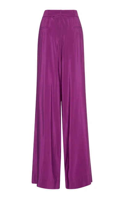 Shop Bouguessa Wide Leg Crepe Pants In Purple