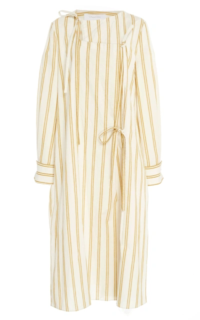 Shop Oscar De La Renta Tie-front Cotton Tunic In Stripe