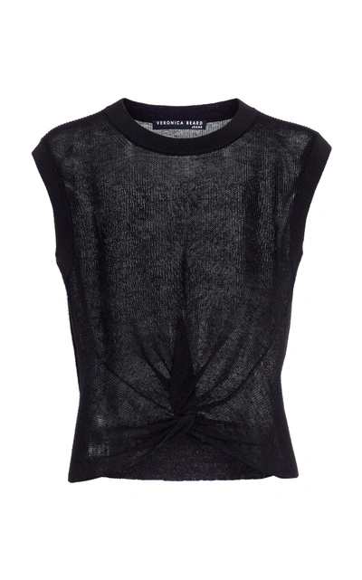 Shop Veronica Beard Kellen Linen Sweater Top In Black