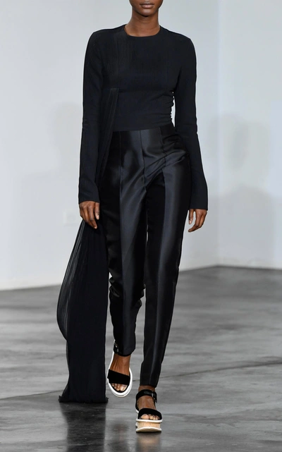 Shop Gabriela Hearst Ephesus Silk Plissé Jumpsuit In Black