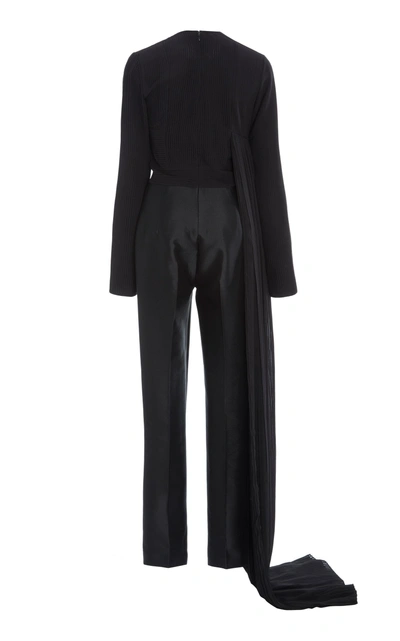 Shop Gabriela Hearst Ephesus Silk Plissé Jumpsuit In Black