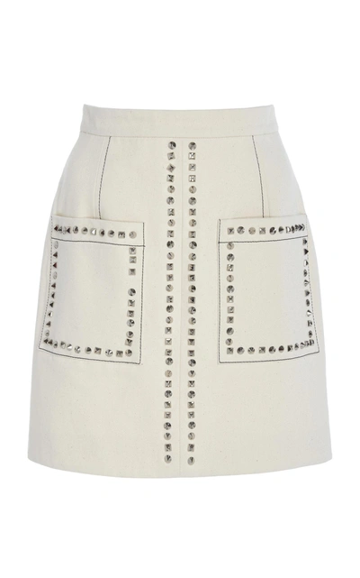 Shop Proenza Schouler Studded Cotton Mini Skirt In White