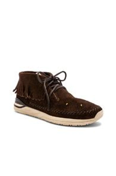 Shop Visvim Maliseet Shaman Mid Folk In Dark Brown