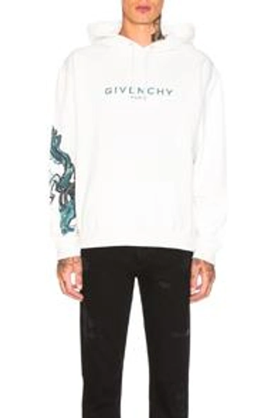 Shop Givenchy Dragon Logo Hoodie In White