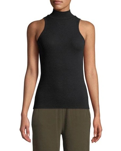 Shop Atm Anthony Thomas Melillo Sleeveless Fitted Mock-neck Top In Black