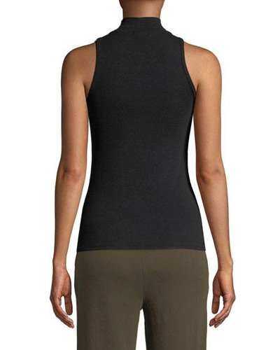 Shop Atm Anthony Thomas Melillo Sleeveless Fitted Mock-neck Top In Black