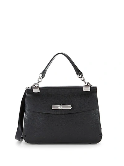 Shop Longchamp Madeleine Leather Crossbody Bag In Black