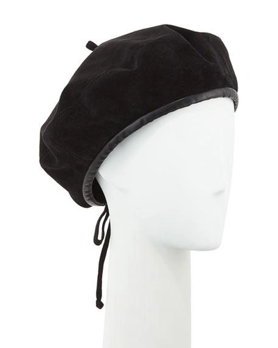 Shop Eric Javits Kate Suede Adjustable Beret Hat In Black
