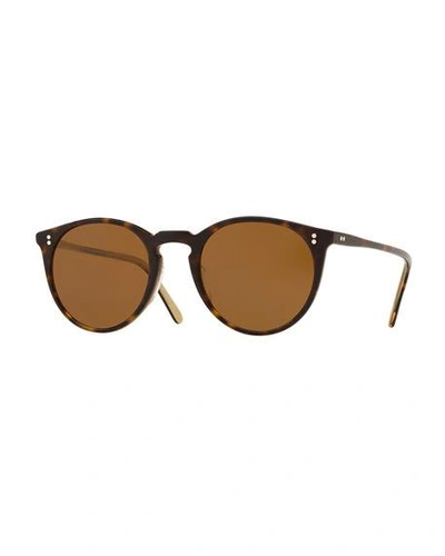 Shop Oliver Peoples O'malley Round Acetate Sunglasses In Horn