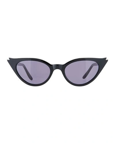 Shop Illesteva Isabella Cat-eye Acetate Sunglasses In Black/gray