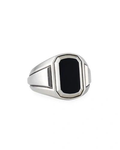 Shop David Yurman Men's Deco Signet Ring With Black Onyx Inlay In Silver