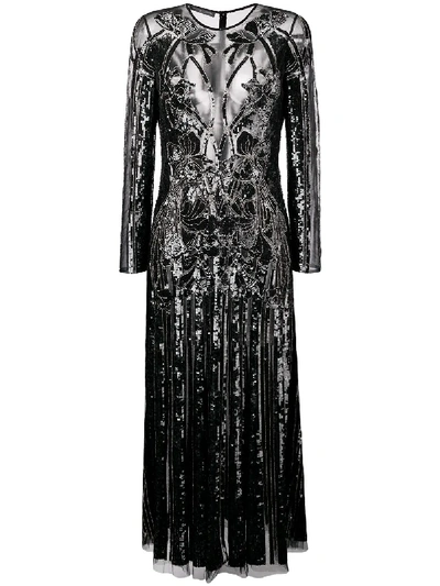 Shop Alexander Mcqueen Structured Sheer Dress In Black