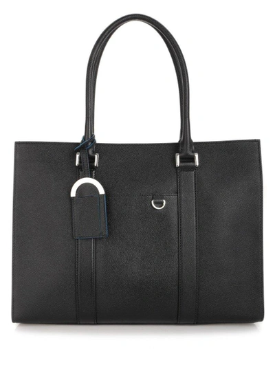 Shop Bulgari Strap Detail Tote Bag In Black