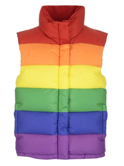 Shop Burberry Rainbow Padded Vest In Multi