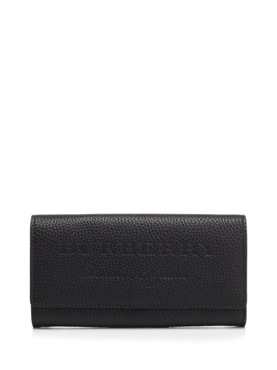 Shop Burberry Logo Embossed Long Wallet In Black