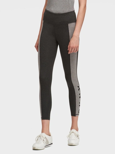 Shop Donna Karan Colorblock High-waisted Cropped Logo Legging In Slate