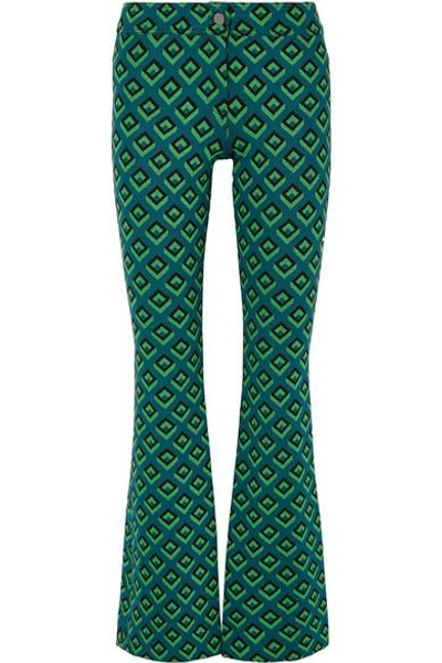 Shop Diane Von Furstenberg Jacquard-knit Bootcut Pants In Dark Green