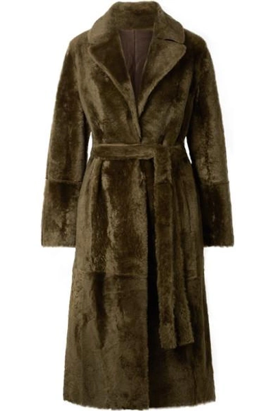 Shop Yves Salomon Lacon Reversible Shearling Coat In Dark Green