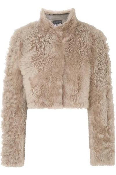 Shop Ann Demeulemeester Cropped Shearling Jacket In Beige
