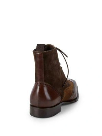 Shop Mezlan Brogue Leather Boots In Brown