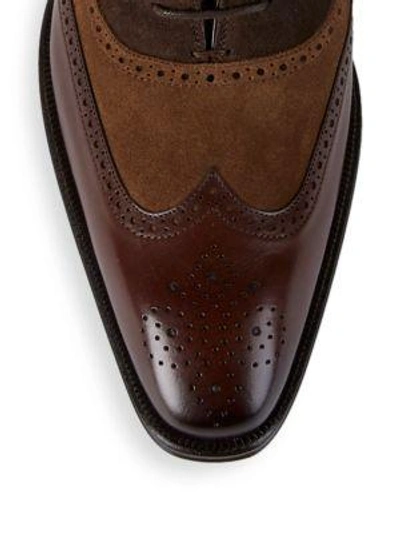 Shop Mezlan Brogue Leather Boots In Brown