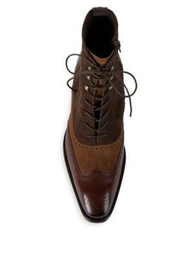 Shop Mezlan Brogue Leather Boots In Brown