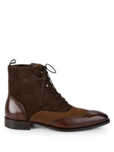 Shop Mezlan Brogue Leather Boots In Brown