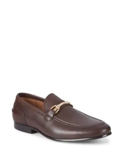 Shop Saks Fifth Avenue Firenze Leather Loafers In Dark Brown