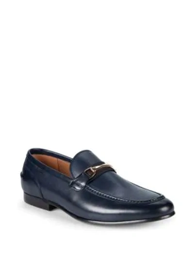 Shop Saks Fifth Avenue Men's Firenze Leather Loafers In Navy Ribbon