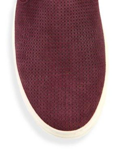 Shop Vince Perforated Suede Slip-ons In Chianti