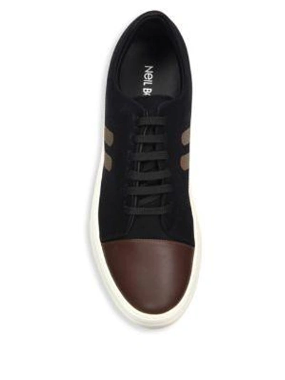 Shop Neil Barrett Skateboard Leather Sneakers In Black Chocolate