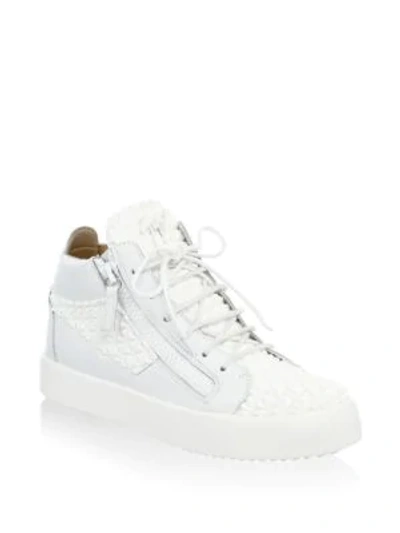 Shop Giuseppe Zanotti Gradient Leather Mid-top Sneakers In Bianco