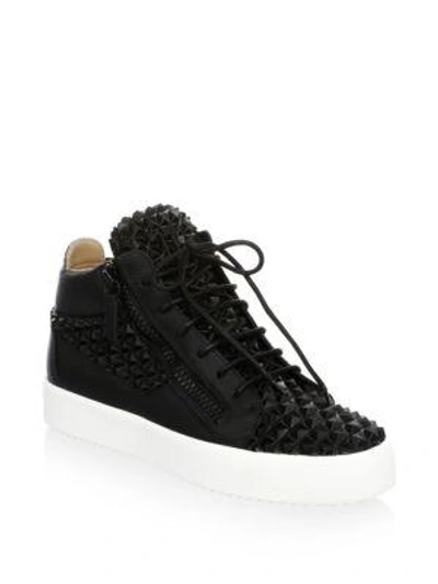 Shop Giuseppe Zanotti Gradient Leather Mid-top Sneakers In Bianco