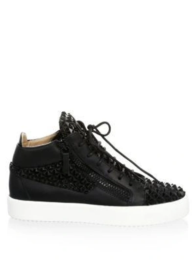 Shop Giuseppe Zanotti Gradient Leather Mid-top Sneakers In Bianco