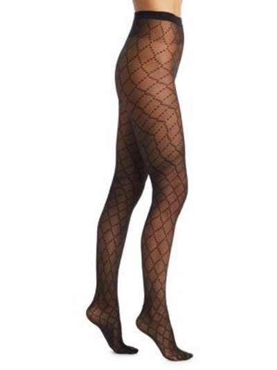 Shop Wolford Dot Net Tights In Black