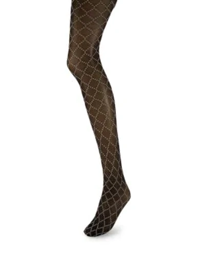 Shop Wolford Dot Net Tights In Black Ash