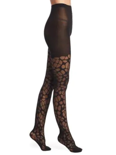 Shop Wolford Lunar Faux Net Tights In Black