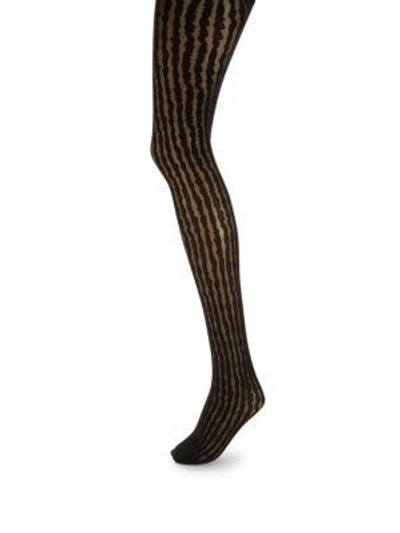 Shop Wolford Abstract Stripe Tights In Black