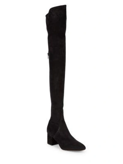 Shop Valentino Suede Over-the-knee Boots In Black