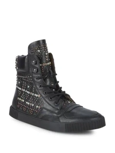 Shop Valentino Studded High-top Sneakers In Multi