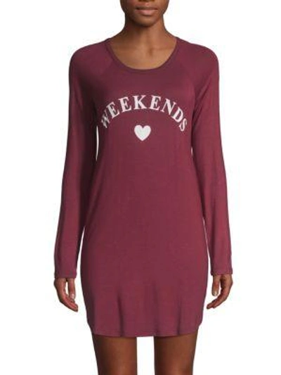 Shop Pj Salvage Graphic Sleepshirt In Burgundy