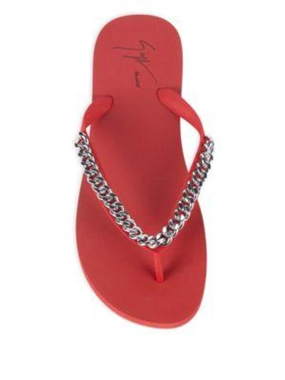 Shop Giuseppe Zanotti Chain Flip Flops In Red
