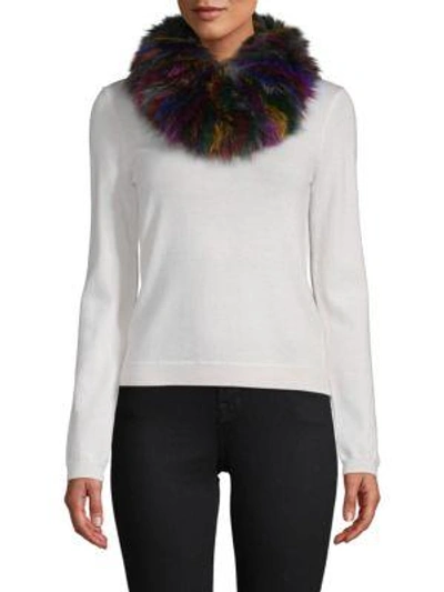 Shop Adrienne Landau Dyed Fox Fur Scarf In Dark Multi