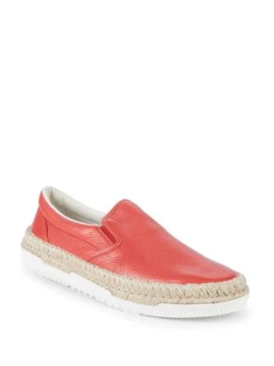 Shop Valentino Leather Espadrilles In Deep Coral