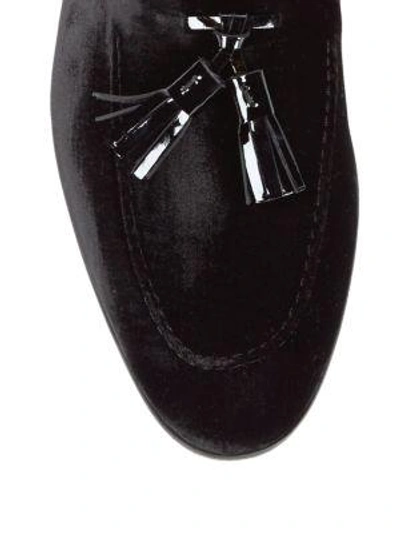 Shop Saks Fifth Avenue Men's Leather & Velvet Smoking Slippers In Black