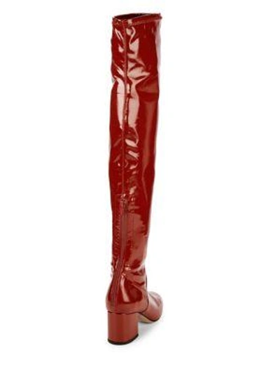 Shop Valentino Patent Leather Knee-high Boots In Bright Red