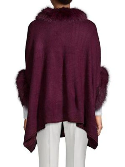 Shop Adrienne Landau Dyed Fox Fur Trimmed Poncho In Black
