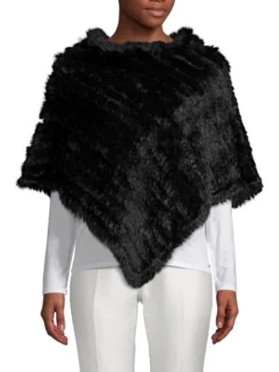 Shop Adrienne Landau Dyed Rabbit Fur Poncho In Black