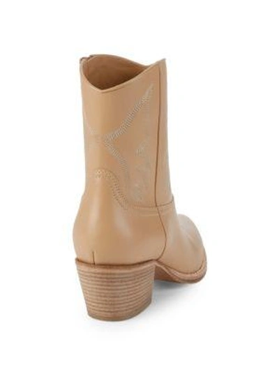 Shop Valentino Point-toe Leather Booties In Tan