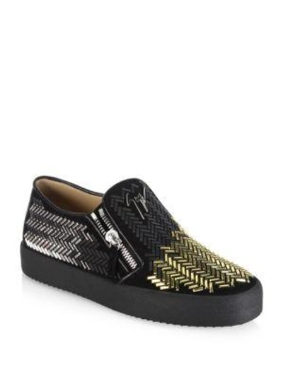 Shop Giuseppe Zanotti Textured Slip-on In Black